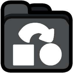 a folder containing a square with an arrow pointing from it to a circle, with a grey background